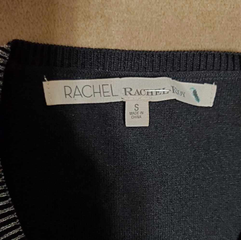 RACHEL RACHEL ROY GREY BLACK ROUND NECK METALLIC DRESS..SIZE‎ S - Picture 7 of 8